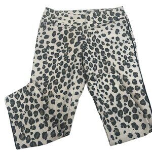 Lisette L Montreal Leopard‎ Print Stretch Pants Gray White 14